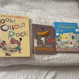 Three Colorful Hardcover Kids Books - Yellow, Brown, Blue Covers
